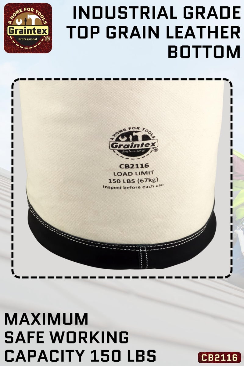 Graintex CB2116 Utility Canvas Bucket Leather Bottom - Image 5